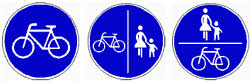 Verkehrsschildern mit Fahrradsymbol (Zeichen 237, 241, 240)
